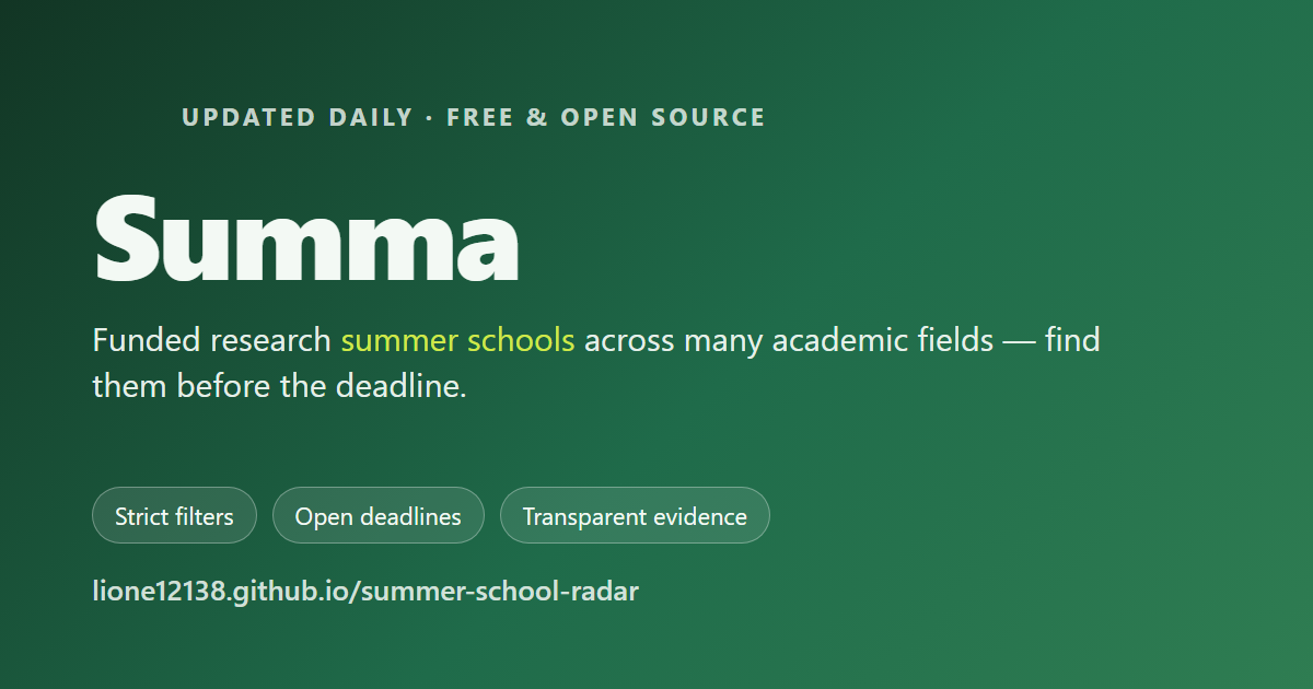 Summa · Funded research summer schools